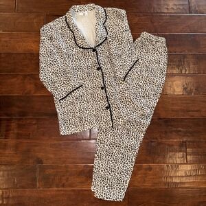 Victorias Secret Pajamas‎ 2 Piece Set Lounge Wear Cotton Leopard Print Y2K NWOT